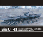 Flyhawk FH1101 1/700 U-48 DKM U-BOAT TYPE VII B WITH DOCK Plastic Model Kit
