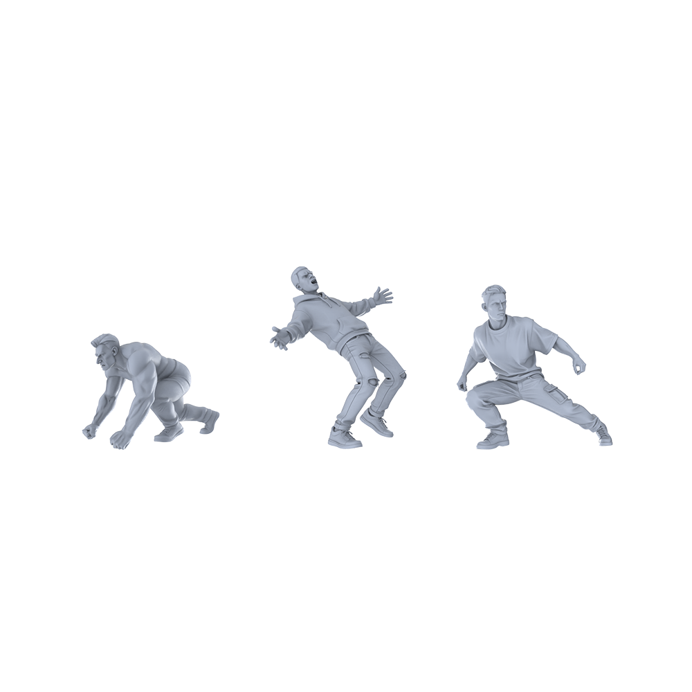 Yao's Studio LYTR318 Unpainted Dynamic Action Miniatures 3-Pack | For Diorama & Hobby Painting Miniatures Diorama Resin Figures 3D Printed Resin Model Kit by SSMODEL