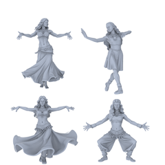 MRY-SFW LYTR753 Belly Dance Figure 4 pcs Miniature Car Diorama Figures Scene Props Accessories Resin 3D Printed Resin Model Kit by SSMODEL