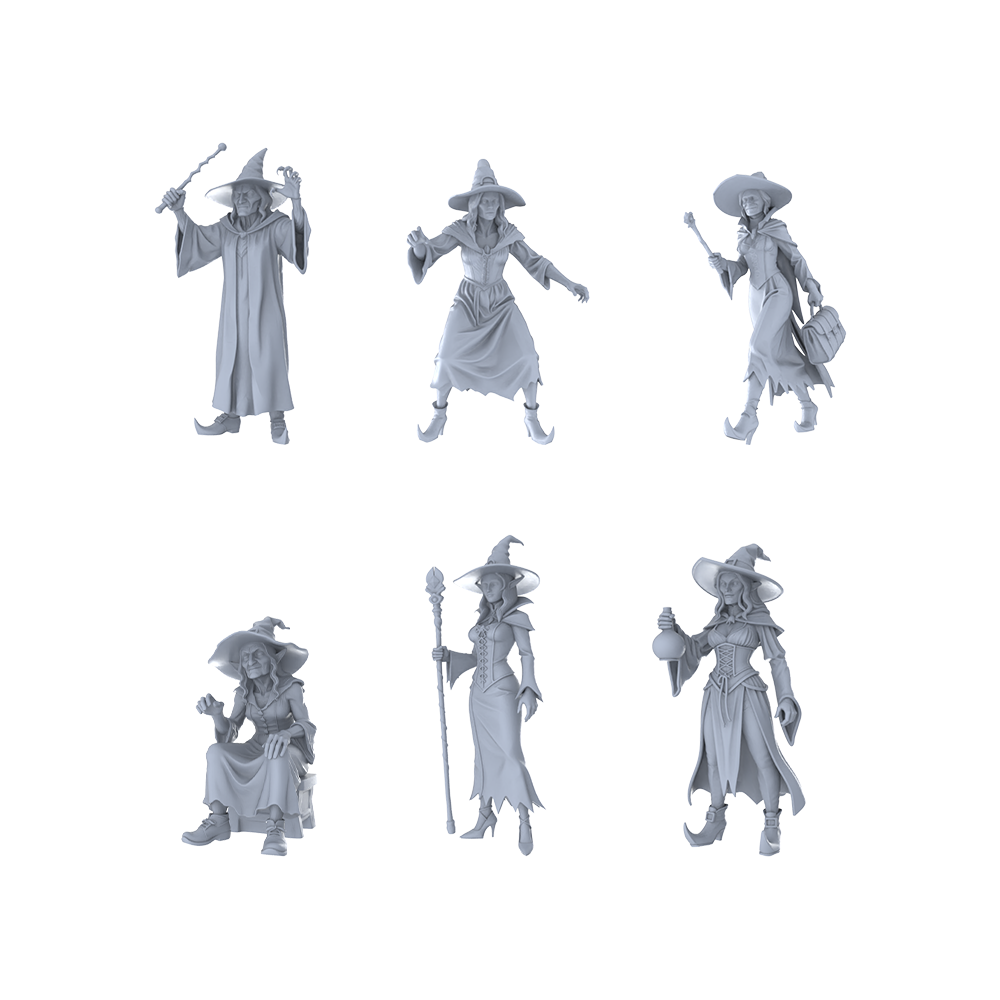MRY-SFW LYTR437 Arcane Witches Hexad 6-Figure Set, Fantasy Witch, DIY Paintingation Miniature Car Diorama Figures Scene Props Accessories Resin 3D Printed Resin Model Kit by SSMODEL