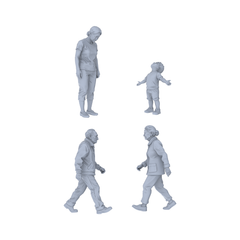 Yao's Studio LYTR234 For Diorama & Painting Enthusiasts: 4-Piece Unpainted Miniature Set - Family Leisure with Grandparents, Parent & Child for Community Park Scenes Miniatures Diorama Resin Figures 3D Printed Resin Model Kit by SSMODEL
