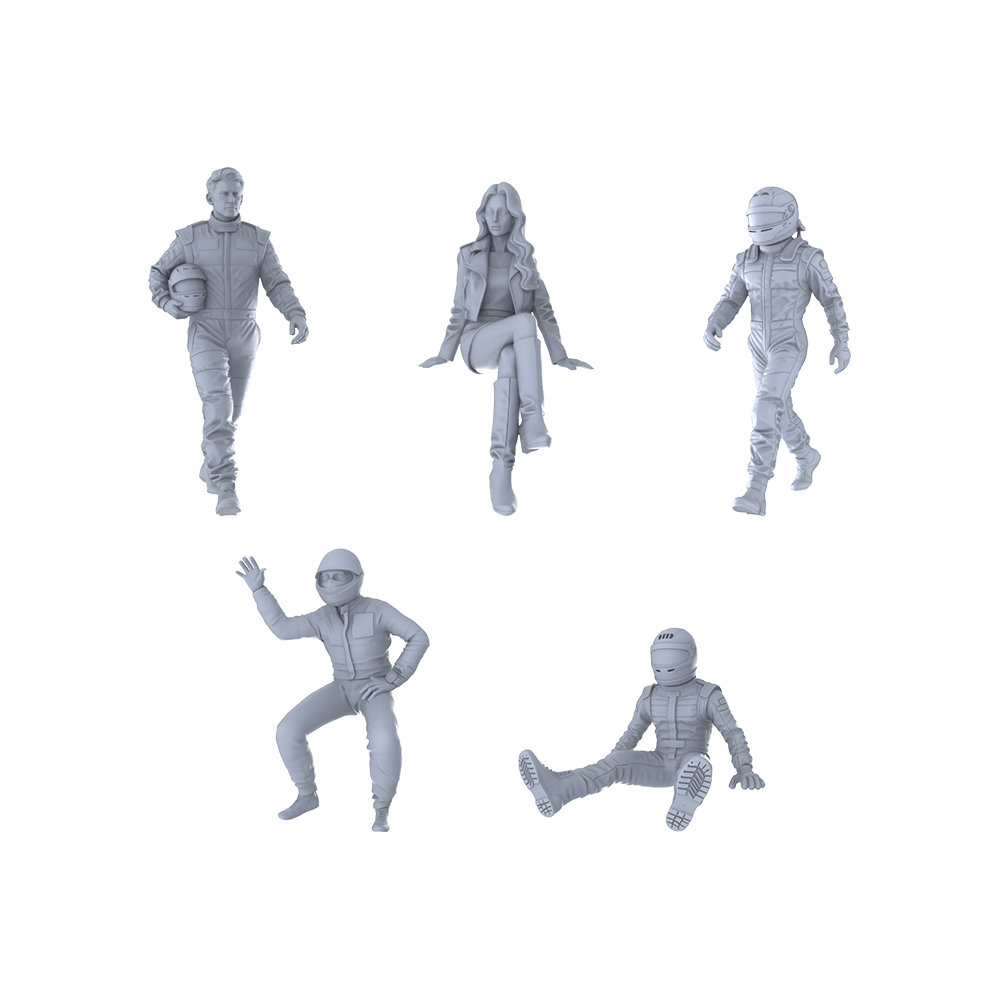MRY-SFW LYTR392 Racing 5-Pack, Ideal Racing, Tabletop Painting Miniature Car Diorama Figures Scene Props Accessories Resin 3D Printed Resin Model Kit by SSMODEL