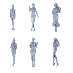 MRY-SFW LYTR705 Modern Figure Professional Businesswoman Elite 6 pcs Miniature Car Diorama Figures Scene Props Accessories Resin 3D Printed Resin Model Kit by SSMODEL