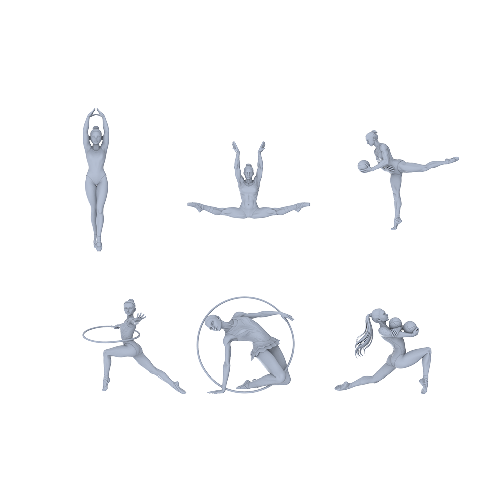 Yao's Studio LYTR145 Rhythmic Gymnastics Scene Resin Miniature Model 6-Figure Set - Gymnast Figures Unpainted DIY Model Painting Sports Scene Decor 1set 3D Printed Resin Model Kit by SSMODEL