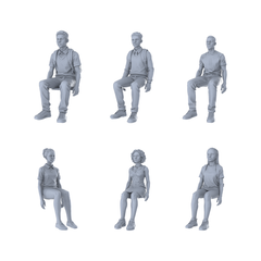Yao's Studio LYTR313 Unpainted Seated Student Miniatures 6-Pack | For Diorama & Hobby Painting Miniatures Diorama Resin Figures 3D Printed Resin Model Kit by SSMODEL