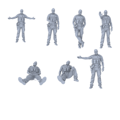 MRY-SFW LYGR567 Modern US Police Seven-Person Daily Routine 2 3D Printed Resin Model Kit by SSMODEL