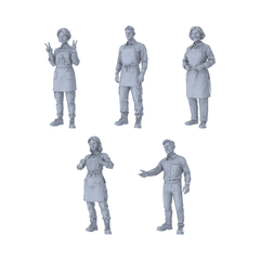 Yao's Studio LYTR282 Unpainted Miniature 5-Piece Bakery Staff Set, Ideal for Food Diorama & Painting Miniatures Diorama Resin Figures 3D Printed Resin Model Kit by SSMODEL
