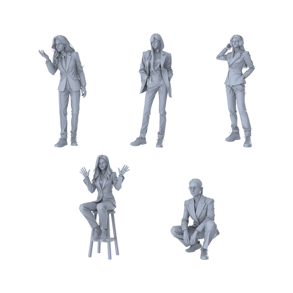 MRY-SFW LYGR169 All women in suits rainy bus stop scene wargame model resin blank wargame miniature figure scene character figure hand painted 3D Printed Resin Model Kit by SSMODEL