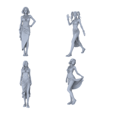 MRY-SFW LYTR739 Modern Beach Wrap Skirt Female 4 pcs Miniature Car Diorama Figures Scene Props Accessories Resin 3D Printed Resin Model Kit by SSMODEL
