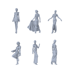 MRY-SFW LYTR508 Modern Urban Fashion Women Evening Wear Group of 6 Miniature Car Diorama Figures Scene Props Accessories Resin 3D Printed Resin Model Kit by SSMODEL