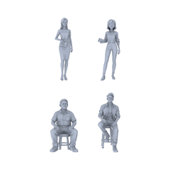 Yao's Studio LYTR200 Unpainted Miniature 4-Piece Set - Urban Casual Staff Models for Lifelike Diorama Projects Miniatures Diorama Resin Figures 3D Printed Resin Model Kit by SSMODEL