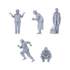 Yao's Studio LYTR185 Elderly Waiting at Station Resin Miniature Model 5-Figure Set, Unpainted Waiting Figures, DIY Painting Scene Decoration Miniatures Diorama Resin Figures 3D Printed Resin Model Kit by SSMODEL