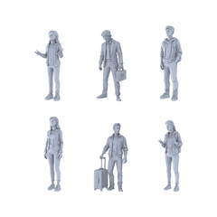 MRY-SFW LYTR467 Modern Urban Youths Travel Group of 6 Miniature Car Diorama Figures Scene Props Accessories Resin 3D Printed Resin Model Kit by SSMODEL