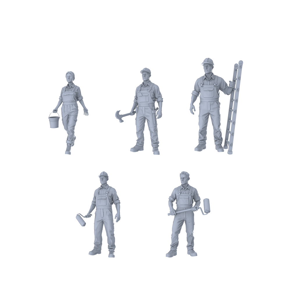 MRY-SFW LYTR578D Modern Workwear Style Claw Hammer Holding Male Single 3D Printed Resin Model Kit by SSMODEL