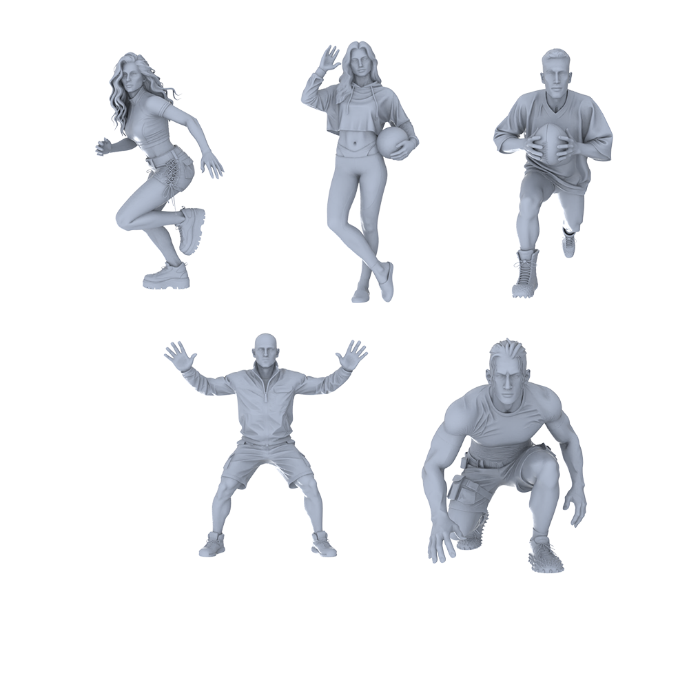 MRY-SFW LYTR733 Modern Ball Sports Figure 5 pcs Miniature Car Diorama Figures Scene Props Accessories Resin 3D Printed Resin Model Kit by SSMODEL