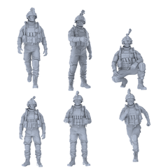 MRY-SFW LYGR465 Modern U.S. Army (Cement Unit) Six-Person Daily Routine 3D Printed Resin Model Kit by SSMODEL