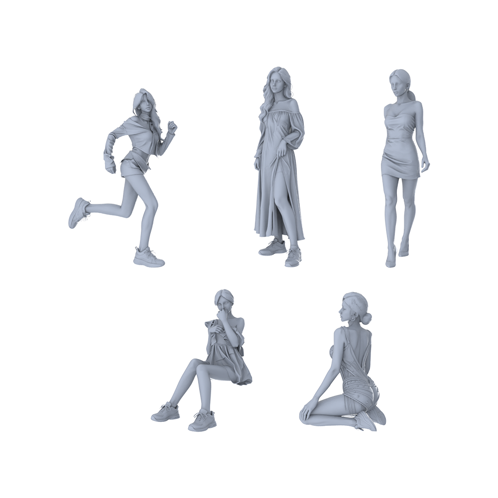 MRY-SFW LYGR174 Beauty 3 Female Warrior Chess Resin White Model War Game Miniature Soldier Scene Character Figure Hand Painted 3D Printed Resin Model Kit by SSMODEL