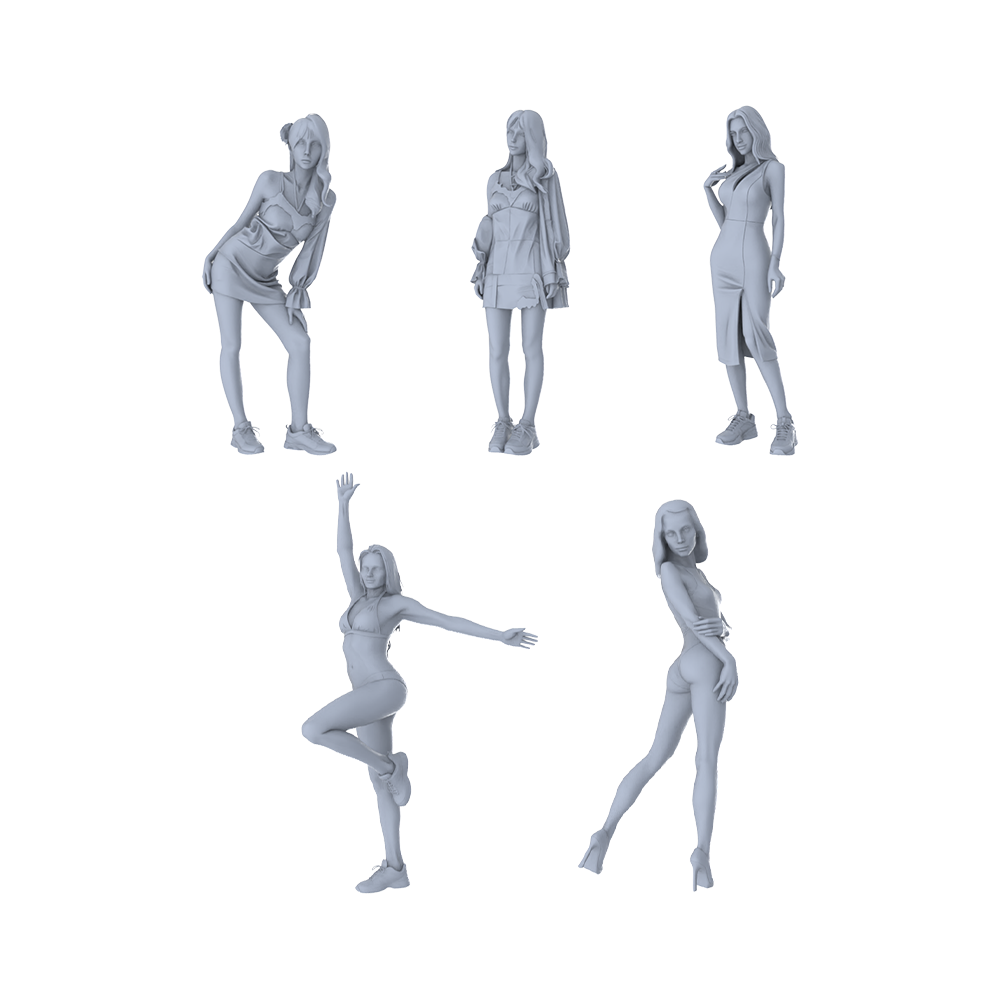 MRY-SFW LYGR175 Beauty 4 Female Warrior Chess Resin White Model War Game Miniature Soldier Scene Character Figure Hand Painted 3D Printed Resin Model Kit by SSMODEL
