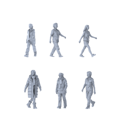 MRY-SFW LYTR673 Modern Daily Walking Style Multi-Character Multi-Pose Six-Person Set Miniature Car Diorama Figures Scene Props Accessories Resin 3D Printed Resin Model Kit by SSMODEL