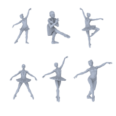 MRY-SFW LYTR748 Modern Ballet Dance Figure 6 pcs Miniature Car Diorama Figures Scene Props Accessories Resin 3D Printed Resin Model Kit by SSMODEL