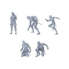 MRY-SFW LYGR210 Ninja fighting action war flag resin white mold theme war game miniature soldier scene figure hand model hand painting 3D Printed Resin Model Kit by SSMODEL
