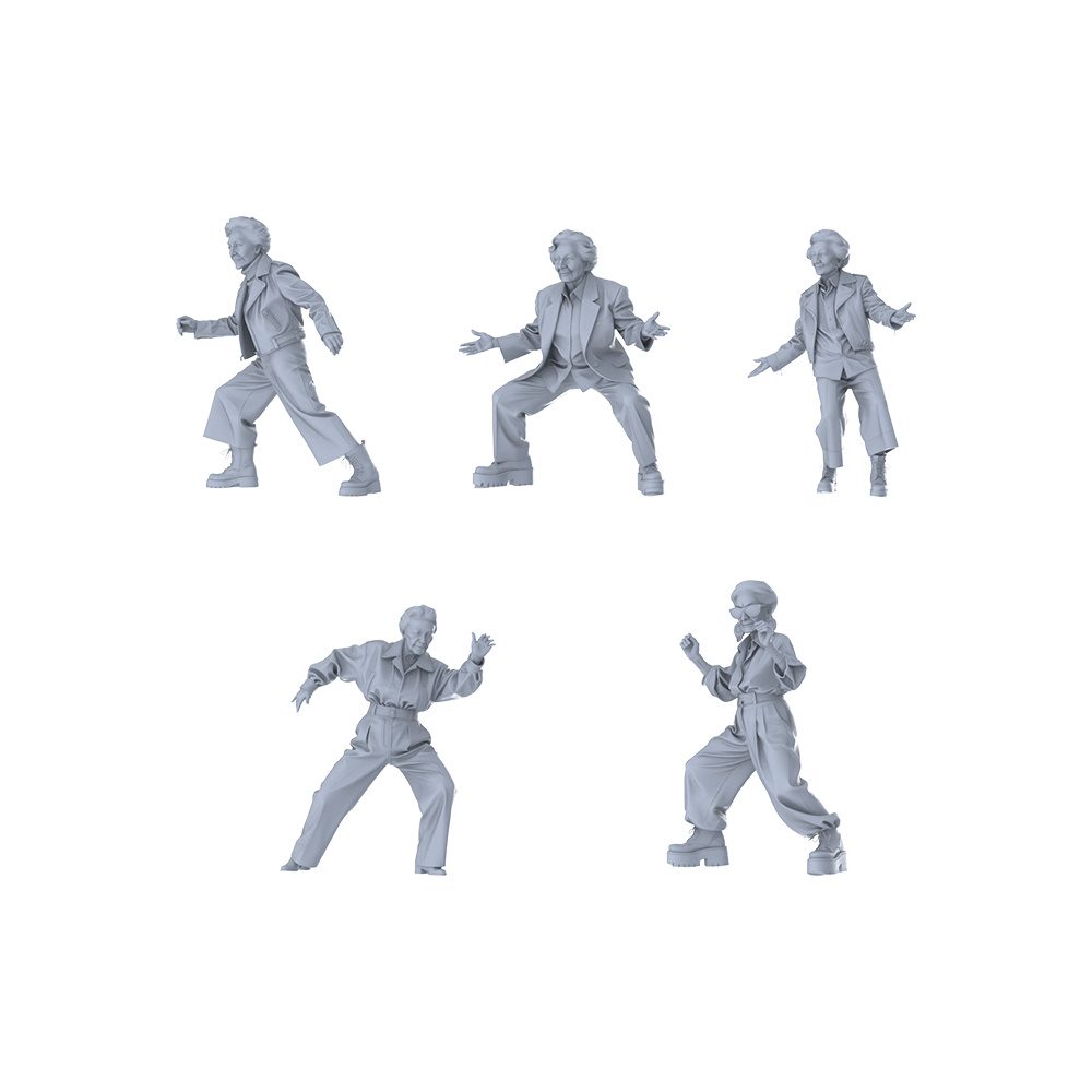 MRY-SFW LYTR633 Modern Trend Street Dance Style Elderly Female Multi-Pose Five-Person Set Miniature Car Diorama Figures Scene Props Accessories Resin 3D Printed Resin Model Kit by SSMODEL
