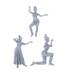 MRY-SFW LYTR755 Chinese Classical Dance Figure 3 pcs Miniature Car Diorama Figures Scene Props Accessories Resin 3D Printed Resin Model Kit by SSMODEL