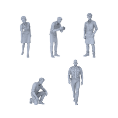 Yao's Studio LYTR213 Unpainted Miniature 5-Piece Set - Multi-Role Service Staff & Security Scene Models for Detailed Dioramas Miniatures Diorama Resin Figures 3D Printed Resin Model Kit by SSMODEL