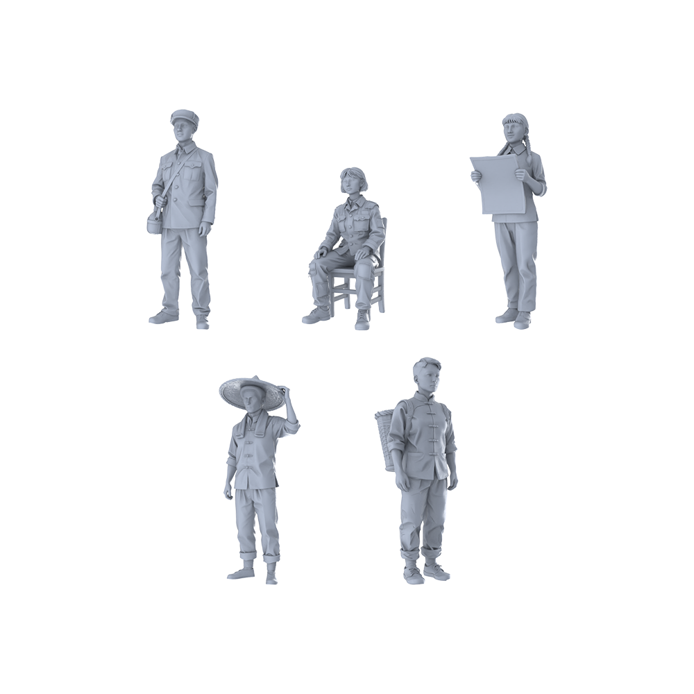MRY-SFW LYTR365 Educated Youth Era Quintet 5-Figure Set, Era Character, DIY Paintingation Miniature Car Diorama Figures Scene Props Accessories Resin 3D Printed Resin Model Kit by SSMODEL