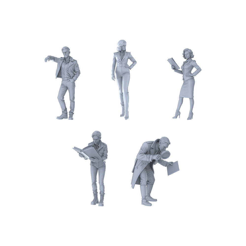 MRY-SFW LYTR417 Detective Chronicles Quintet 5-Figure Set, Detective Spy, DIY Paintingation Miniature Car Diorama Figures Scene Props Accessories Resin 3D Printed Resin Model Kit by SSMODEL