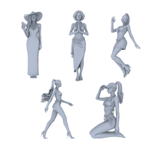 MRY-SFW LYTR740 Modern Beach Fashion Female 5 pcs Miniature Car Diorama Figures Scene Props Accessories Resin 3D Printed Resin Model Kit by SSMODEL