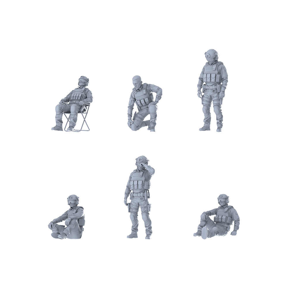 MRY-SFW LYGR405 Modern American SWAT Six-Person Daily Routine 3 3D Printed Resin Model Kit by SSMODEL