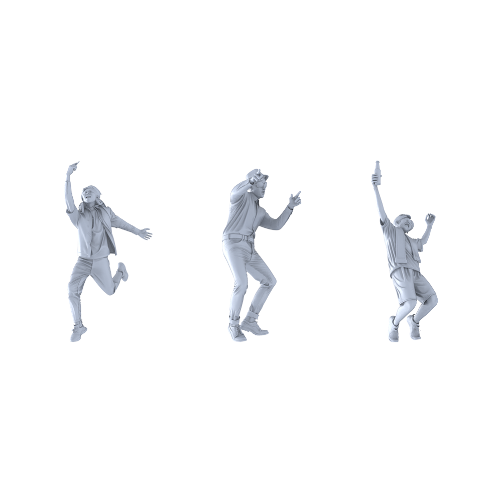 MRY-SFW LYTR464 Modern Street Celebration Cheering Trio 3-Piece Set with Lively Expressions Dynamic Poses Including Cheering, Photographing Toasting, Ideal Urban Festivals and Action Painting Projects 3D Printed Resin Model Kit by SSMODEL