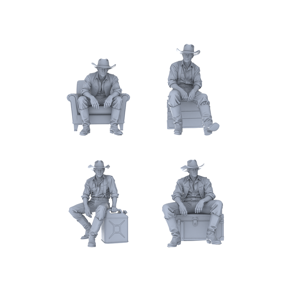 MRY-SFW LYGR130 Western Cowboy Casual Pose4 Game Theme Wargame Resin White Model Wargame Miniature Soldier Scene Character Hand Painted Hand Paint 3D Printed Resin Model Kit by SSMODEL
