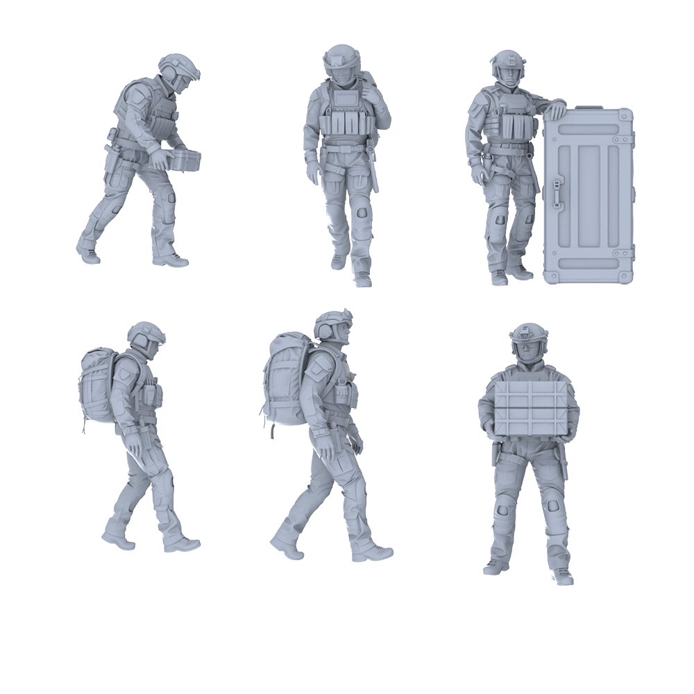 MRY-SFW LYGR555 Modern Miami Special Forces Six-Person Carrying Group 3D Printed Resin Model Kit by SSMODEL
