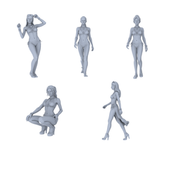 MRY-SFW LYTR731 Modern Bikini Pose Female 5 pcs Miniature Car Diorama Figures Scene Props Accessories Resin 3D Printed Resin Model Kit by SSMODEL