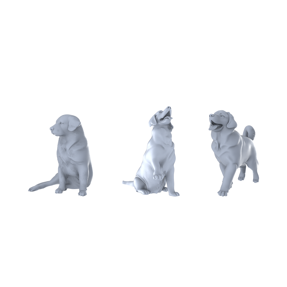 MRY-SFW LYTR533 Modern Golden Retrievers Pose Group of 3 Miniature Car Diorama Figures Scene Props Accessories Resin 3D Printed Resin Model Kit by SSMODEL