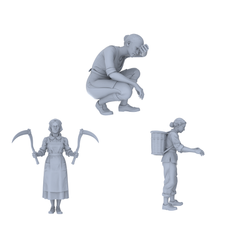 MRY-SFW LYTR768 Farmer Woman Laboring Figure 3 pcs Miniature Car Diorama Figures Scene Props Accessories Resin 3D Printed Resin Model Kit by SSMODEL