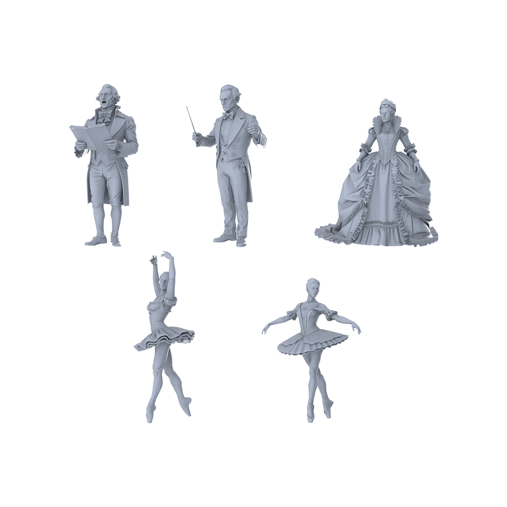 MRY-SFW LYTR404 Opera Ballet Quintet 5-Figure Set, Classical Stage, DIY Paintingation Miniature Car Diorama Figures Scene Props Accessories Resin 3D Printed Resin Model Kit by SSMODEL