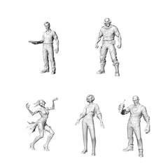 MRY-SFW LYGR314 3D Printed Nightclub Staff Zombies Set - DJ, Bartender, Dancer, Security, Waiter Miniature Model 3D Printed Resin Model Kit by SSMODEL