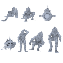 MRY-SFW LYGR472 Historical Divers Seven-Person Daily Routine 2 3D Printed Resin Model Kit by SSMODEL