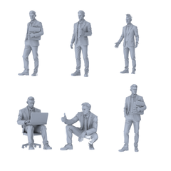 MRY-SFW LYTR700 Modern Figure Male Business Staff Office 6 pcs Miniature Car Diorama Figures Scene Props Accessories Resin 3D Printed Resin Model Kit by SSMODEL