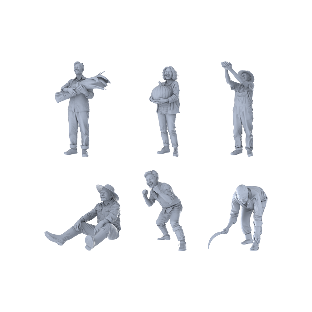MRY-SFW LYTR411 Harvest Joy Hexad 6-Figure Set, Rural Farming, DIY Paintingation Miniature Car Diorama Figures Scene Props Accessories Resin 3D Printed Resin Model Kit by SSMODEL