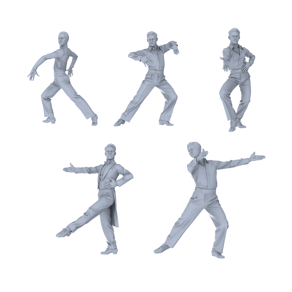 MRY-SFW LYTR757 Men's Ballroom Dance Pose Figure 5 pcs Miniature Car Diorama Figures Scene Props Accessories Resin 3D Printed Resin Model Kit by SSMODEL