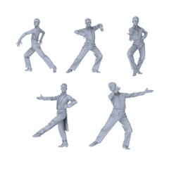 MRY-SFW LYTR757 Men's Ballroom Dance Pose Figure 5 pcs Miniature Car Diorama Figures Scene Props Accessories Resin 3D Printed Resin Model Kit by SSMODEL