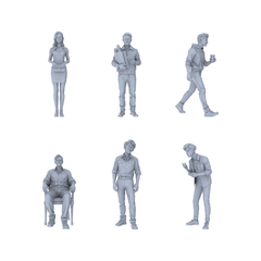 Yao's Studio LYTR227 6-Piece Unpainted Miniature Urban Commute Set - Perfect for Commercial Street & Office Dioramas Miniatures Diorama Resin Figures 3D Printed Resin Model Kit by SSMODEL