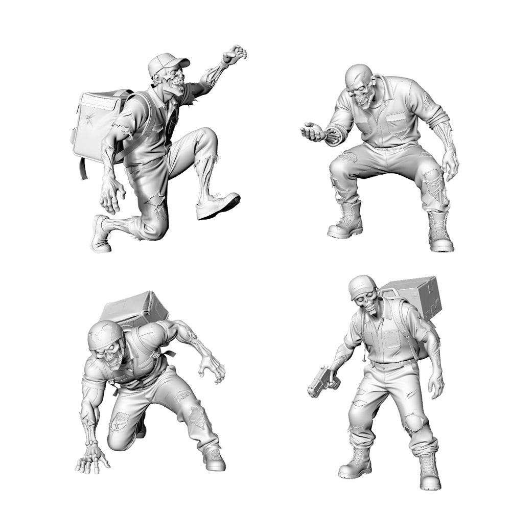 MRY-SFW LYGR329 3D Printed Apocalypse Survivor Zombies Set - Backpacker & Armed Survivor Miniature Model Kit 3D Printed Resin Model Kit by SSMODEL