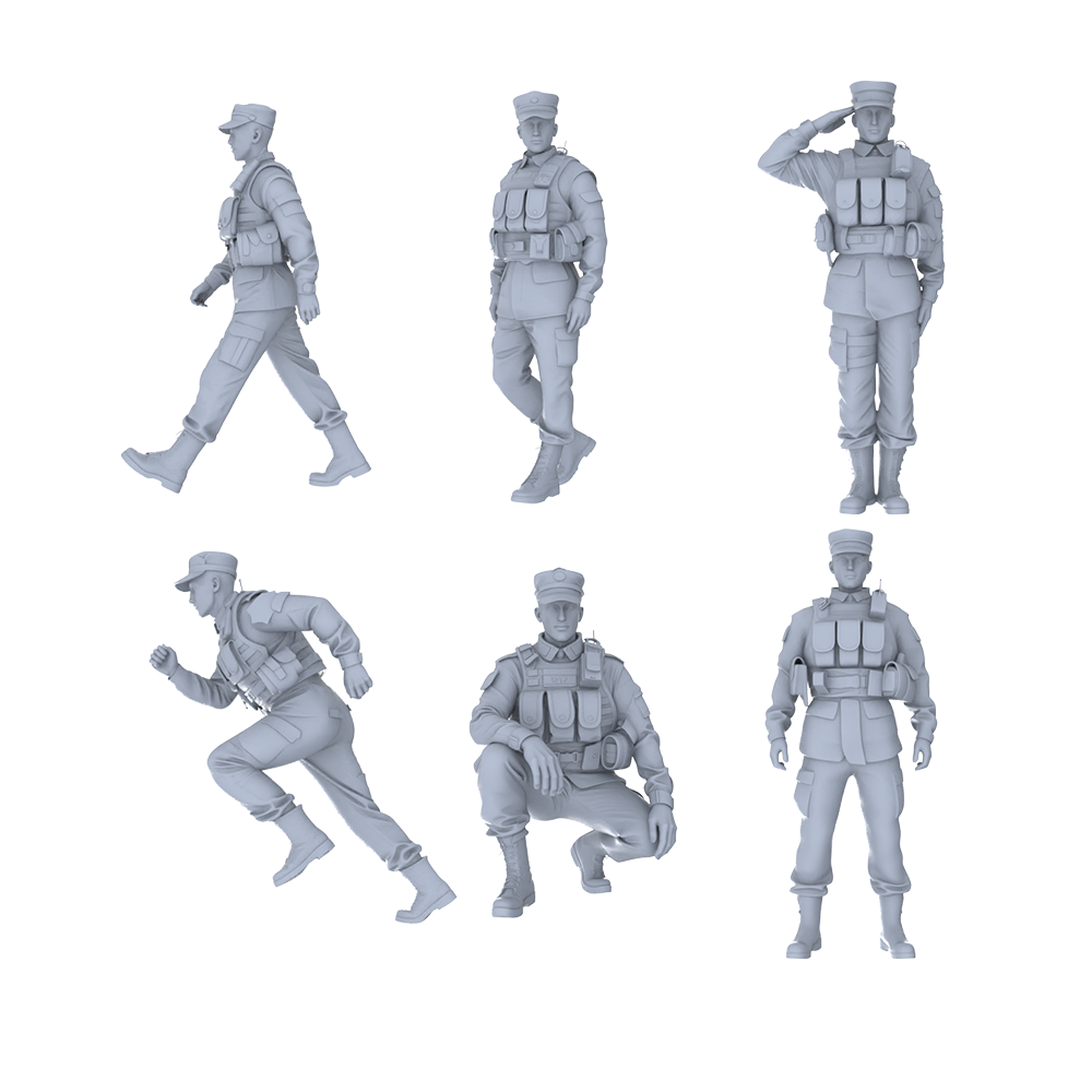 MRY-SFW LYGR524 Modern Armed Police Six-Person Daily Routine 3D Printed Resin Model Kit by SSMODEL