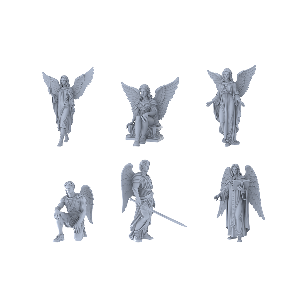 MRY-SFW LYTR478 Western Mythology Angels Holy Wings Group of 6 Miniature Car Diorama Figures Scene Props Accessories Resin 3D Printed Resin Model Kit by SSMODEL
