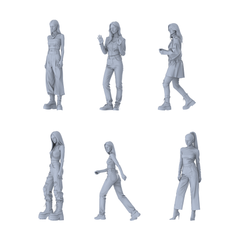 MRY-SFW LYTR659 Modern Trendy Hot Girl Style Young Female Multi-Pose Six-Person Set Miniature Car Diorama Figures Scene Props Accessories Resin 3D Printed Resin Model Kit by SSMODEL
